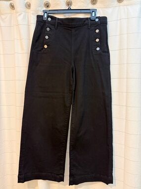 Ann Taylor Black Wide Leg Flare Jeans with Button Detail